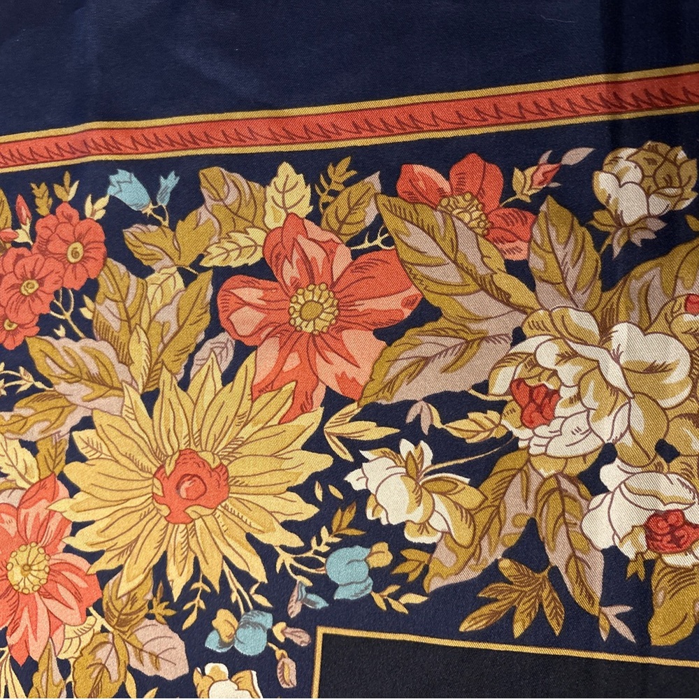 Liberty of London Floral Silk Scarf in Red, Gold, and Blue - Picture 3 of 6